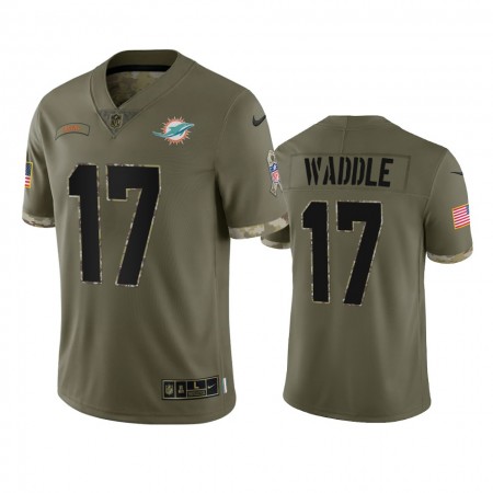 Maillot Miami Dolphins Jaylen Waddle 17 Olive 2022 Salute To Service Limited - Homme